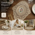 Old-Style Border Stitched Dining Placemat, Camel, Size M 29*37CM