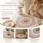 Lovely Ruffled Lace Edge Table Mat, Pink, Size L 31*42CM
