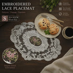 Retro Fringe Embroidered Dining Mat Pack, Purple, Size M 29*37CM, 2 Pcs