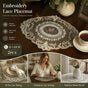 Delicate Ruffled Embroidery Table Mat Combo, Apricot Off White, Size L 31*42CM, 2 Pcs