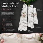 Delicate Ruffled Embroidery Table Mat Combo, Apricot Off White, Size L 31*42CM, 2 Pcs