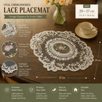 Old-Style Border Stitched Dining Placemat Pack, Camel, Size M 29*37CM, 2 Pcs