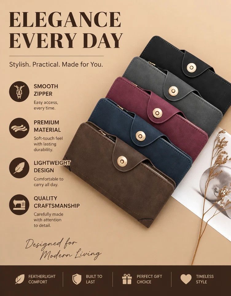 Monochrome Integrated Long Men Billfold, Magnetic Closure Multi-Compartment Hand Clutch, Stylish Casual Present, Grey