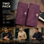 Classic Plain Long Men Wallet 2 Pcs Kit, Magnetic Large-Capacity Money Clip, Premium Festival Gift Bundle, Red
