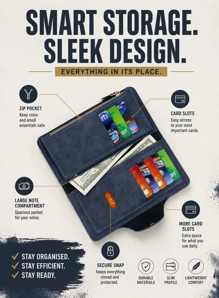 Two-Shade All-Solid Long Men Wallet 2 Pcs Combo, Magnetic Multi-Compartment Hand Clutch, Premium Festival Gift Option, Red & Coffee