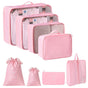 Travel Clothing Sorting Organizer Kit, 8 Pcs Luggage Pouches Equipped With Dual Drawstring Sacks, Pink, Thoughtful Traveller Present