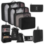 Luggage Garment Sorting Storage Kit, 10 Pcs Travel Pouches Equipped With Dual Drawstring Sacks, Makeup Pouch & Hanging Wash Bag, Black, Reliable Family Journey Gift