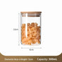 Airtight Transparent Glass Canister, Bamboo Lid Kitchen Ingredient Storage Jar, 8cm*12cm, 500ml, Elegant Kitchen Gift
