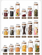 Airtight Large Glass Food Canister, Bamboo Lid Kitchen Ingredient Container, 10cm*15cm, 1000ml, Practical Kitchen Gift