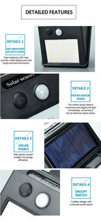 Solar Motion Sensor Wall Lamp, Single Side 126 LED, IP Waterproof Outdoor Light For Garden, Durable Backyard Decor Gift