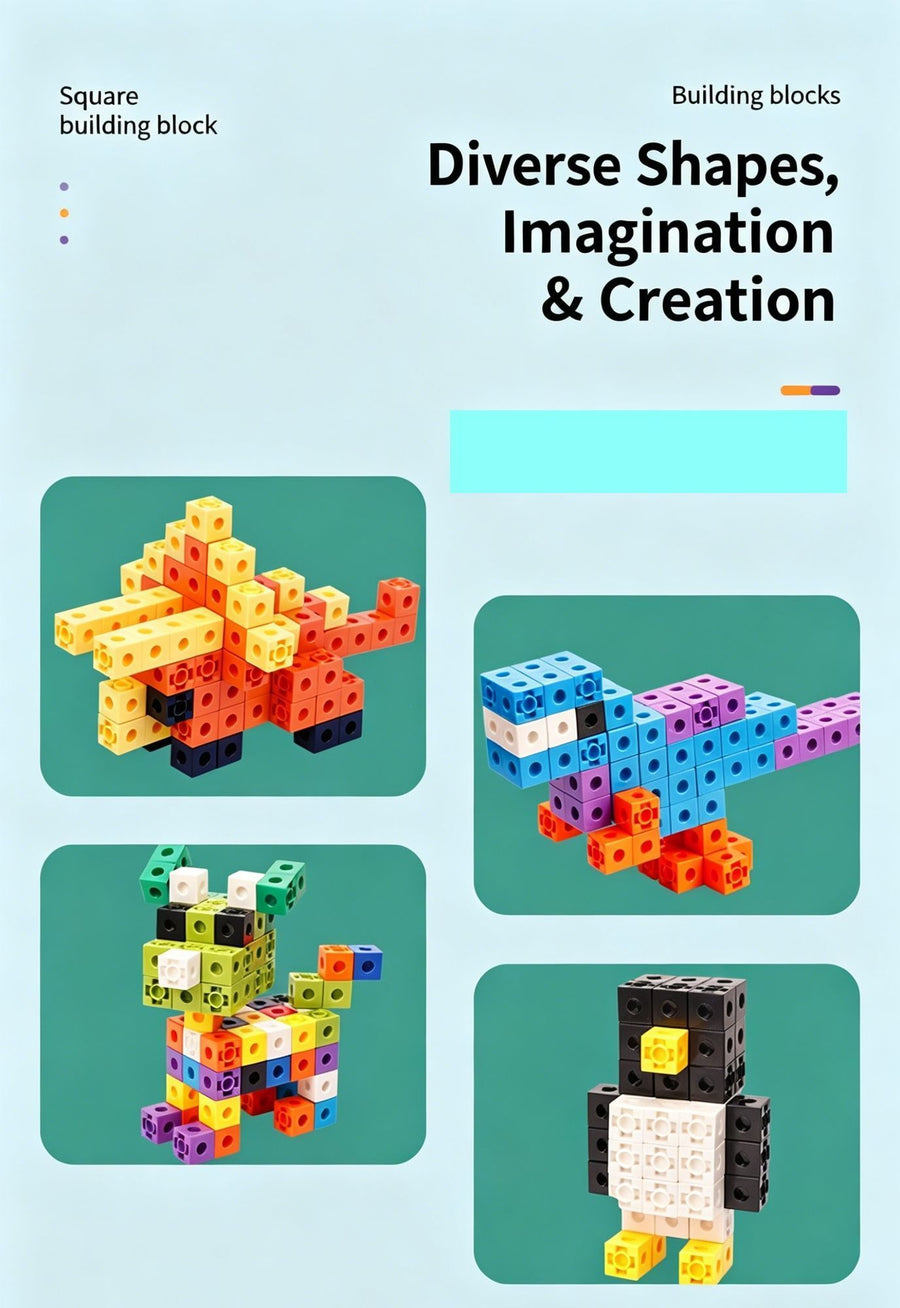 300pcs 10 Colors Mixed PP Square Building Blocks