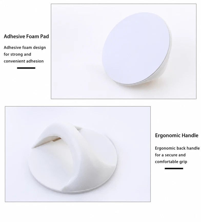 No Drill Sticky Pull Handle, Punch-Free Grip For Wardrobe, Drawer & Sliding Door, White, 2 Pcs, Minimalist Home Decor Gift