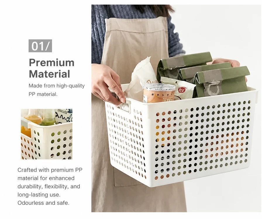 Shallow Plastic Storage Basket, Medium Size, 11.81x8.46x3.35in, Green, Vegetable & Book Storage Bin, Nice Home Decor Gift