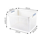 Tall Plastic Storage Basket, Medium Size, 12.20x8.66x6.89in, White, Multi-Purpose Deep Storage Container, Ideal Family Organizing Gift