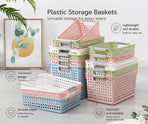 Tall Plastic Storage Basket, Medium Size, 12.20x8.66x6.89in, White, Multi-Purpose Deep Storage Container, Ideal Family Organizing Gift