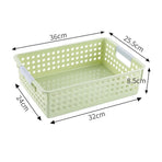 Shallow Plastic Storage Basket, Large Size, 13.78x10.24x3.35in, Green, Multi-Scene Organizer For Groceries & Documents, Practical Storage Gift