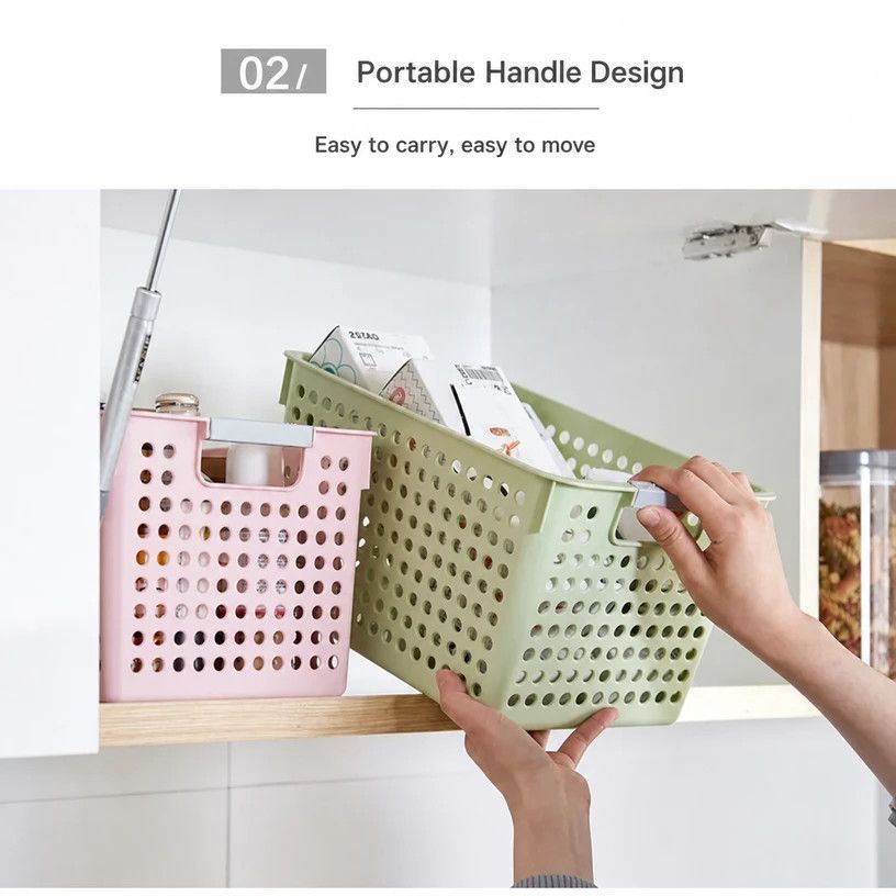 Shallow Plastic Storage Basket, Large Size, 13.78x10.24x3.35in, Green, Multi-Scene Organizer For Groceries & Documents, Practical Storage Gift