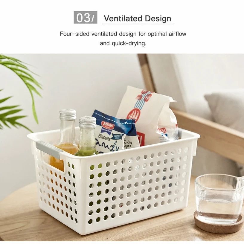 Tall Plastic Storage Basket, Medium Size, 12.20x8.66x6.89in, Green, Bedroom & Pantry Storage Bin, Practical Family Gift