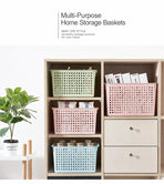 Tall Plastic Storage Basket, Large Size, 13.78x10.04x8.27in, Pink, Large Capacity Pantry Storage Bin, Beautiful Interior Decor Gift