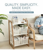 Tall Plastic Storage Basket, Large Size, 13.78x10.04x8.27in, Blue, Kitchen & Bedroom Large Storage Container, Premium Storage Present