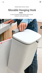 Wall Hanging Waste Bin With Lid, Hang On Cabinet Door, 9L, Starry Grey, Household Trash Container For Living Room, Great Kitchen Accessory Gift
