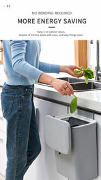 Cabinet Door Hanging Trash Can With Press Rim, 9L, Swan White, Space Saving Hanging Waste Bucket For Kitchen & Bathroom, Premium Home Gift