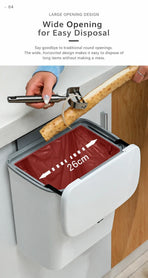 Cabinet Door Hanging Trash Can With Press Rim, 9L, Swan White, Space Saving Hanging Waste Bucket For Kitchen & Bathroom, Premium Home Gift