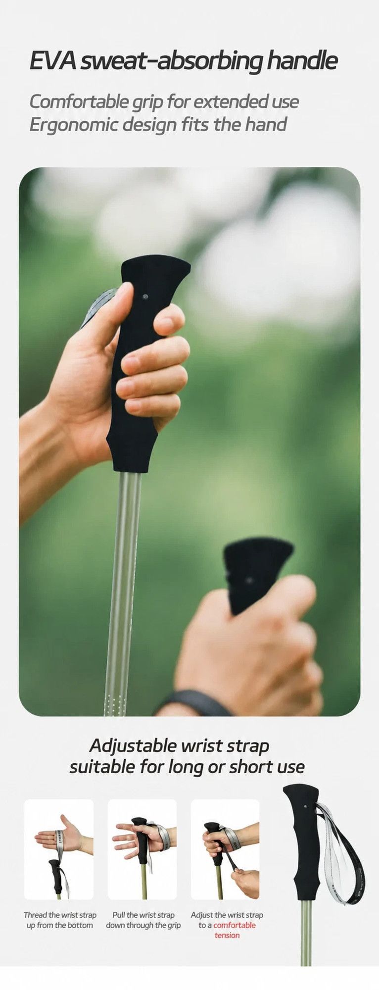 3 Section Carbon Fiber Telescopic Hiking Pole, Lightweight Trekking Stick For Height Under 170cm, Shell White, Stylish Outdoor Walking Accessory