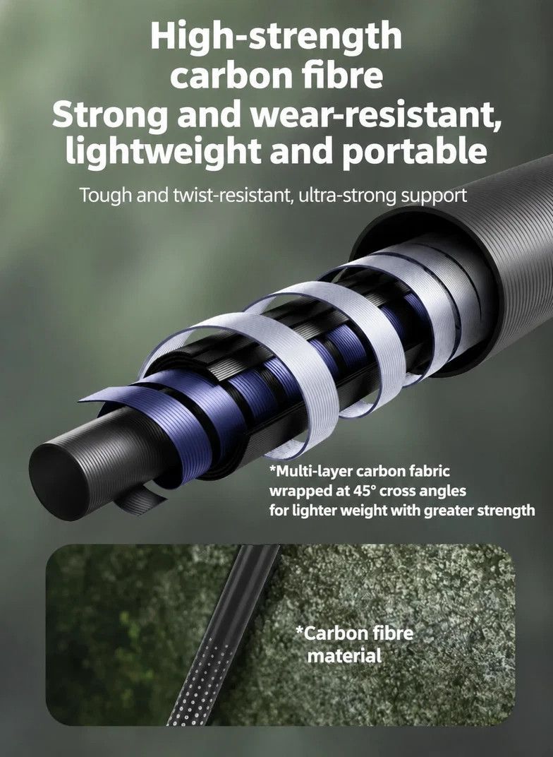 3 Section Carbon Fiber Telescopic Hiking Pole, Lightweight Trekking Stick For Height Under 170cm, Shell White, Stylish Outdoor Walking Accessory