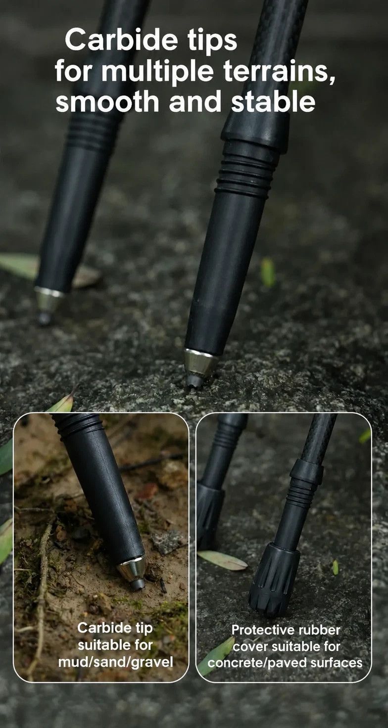 3 Section Carbon Fiber Telescopic Hiking Pole, Lightweight Trekking Stick For Height Under 170cm, Shell White, Stylish Outdoor Walking Accessory