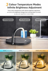Mini Bedside Desk Lamp, 10W Wireless Charging Phone Stand, Stylish Fabric Night Light, Black, Supplied With USB Cable, Versatile Bedroom Night Decor & Useful Home Gift - Side View