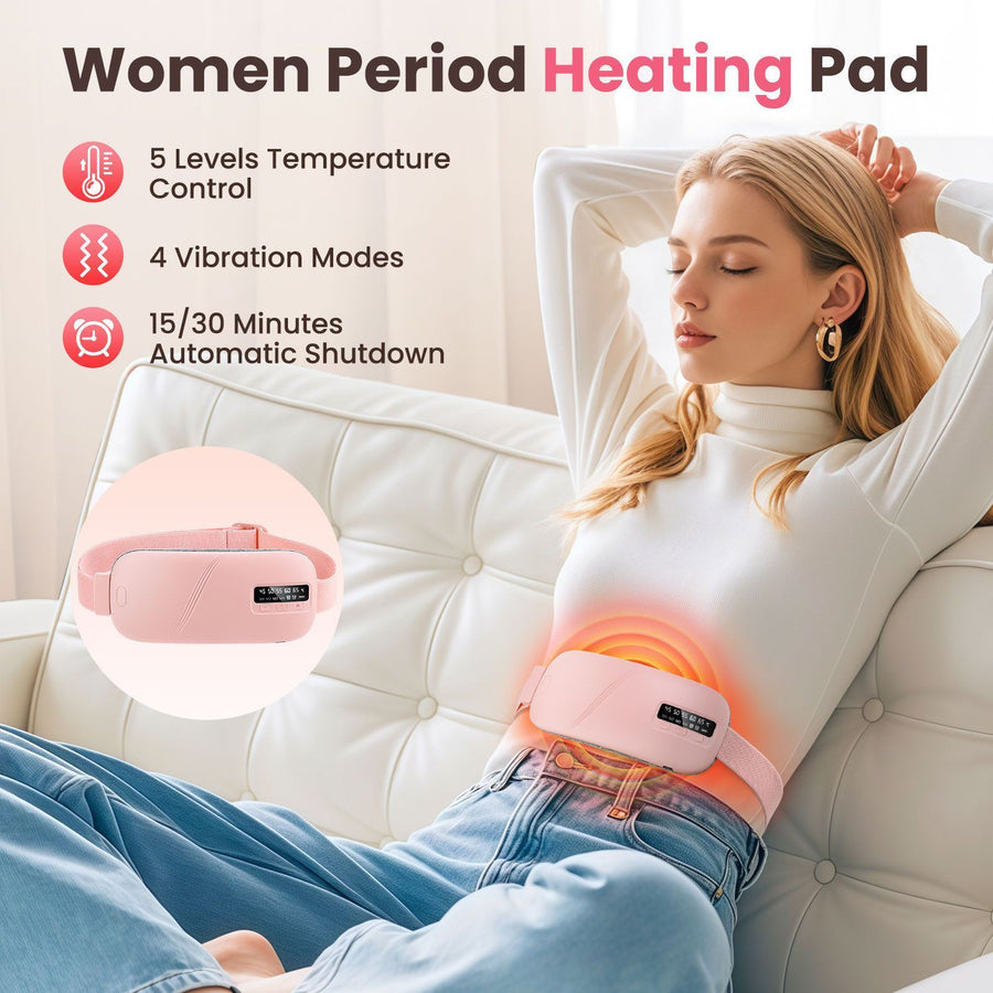 USB Rechargeable Heating Menstrual Warm Belt, Heat & Vibration Massage Warm Waist Belt, Pink, Portable Thermal Therapy Belt For Abdomen, Practical Wellness Gift