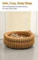 Removable Notch Style Round Pet Bed, Thick Warm Moisture Resistant All Season Dog & Cat Nest, Grey, Size S, 15.75x15.75x5.91in, Practical Low Height Pet Rest Nest