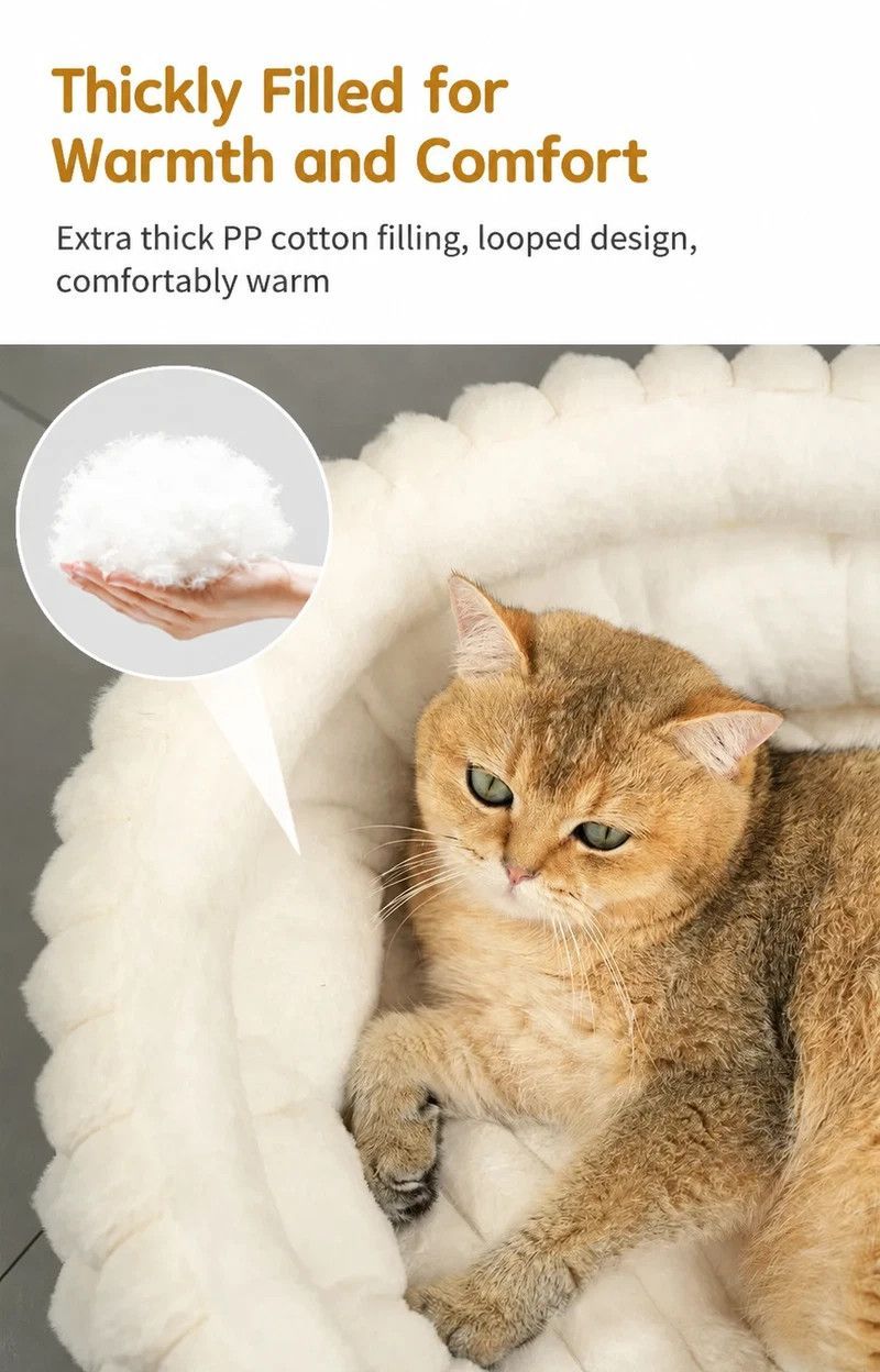 Removable Notch Style Round Pet Bed, Thick Warm Moisture Resistant All Season Dog & Cat Nest, Grey, Size S, 15.75x15.75x5.91in, Practical Low Height Pet Rest Nest