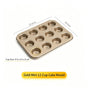 Non-Stick Mini Muffin Baking Tray, Household Cake Baking Mould For Oven Use, Gold Mini 12-Cup Pan, Premium Home Baking Accessory