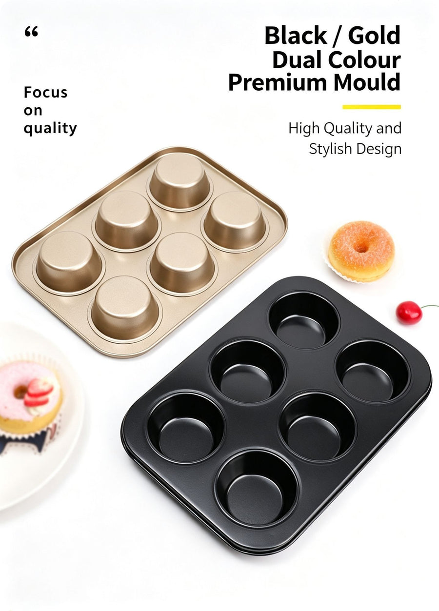 Non-Stick Mini Muffin Baking Tray, Household Cake Baking Mould For Oven Use, Gold Mini 12-Cup Pan, Premium Home Baking Accessory