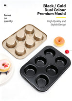 Non-Stick Muffin Baking Tray, Household Oven Cake Bread Mould, Gold 6-Cup Baking Pan, Set Of 2, Essential Home Baking Tool