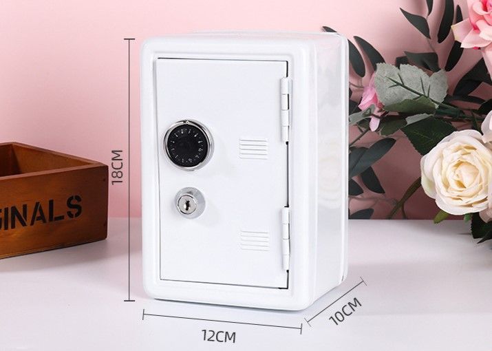 Metal Money Safe Box With Lock, Household Coin Saving Storage Box, Piggy Bank Alternative For Cash & Small Items, Red, Practical Home Security Storage