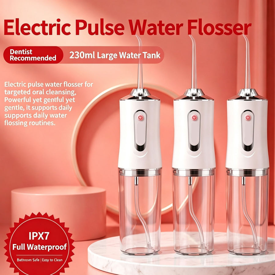 Versatile Electroplated Cordless Water Flosser, Household Oral Irrigator For Daily Use, A10 Green Electroplated Model With 4 Nozzles