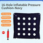 Flocked Inflatable Pressure Relief Cushion, 16 Hole Square Anti-Bedsore Pad For Hip & Tailbone, Blue, Soft Touch Medical Seat Support