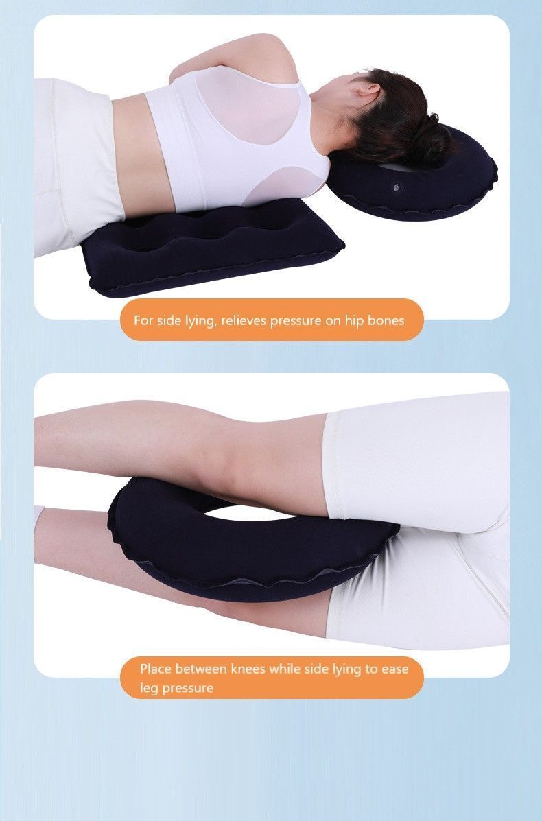 Flocked Inflatable Pressure Relief Cushion, 16 Hole Square Anti-Bedsore Pad For Hip & Tailbone, Blue, Soft Touch Medical Seat Support
