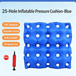 Inflatable 25 Hole Square Pressure Relief Cushion, Anti-Bedsore PVC Seat Pad For Hips, Buttocks And Coccyx, Blue, Even Pressure Distribution