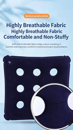 Inflatable 25 Hole Square Pressure Relief Cushion, Anti-Bedsore PVC Seat Pad For Hips, Buttocks And Coccyx, Blue, Even Pressure Distribution