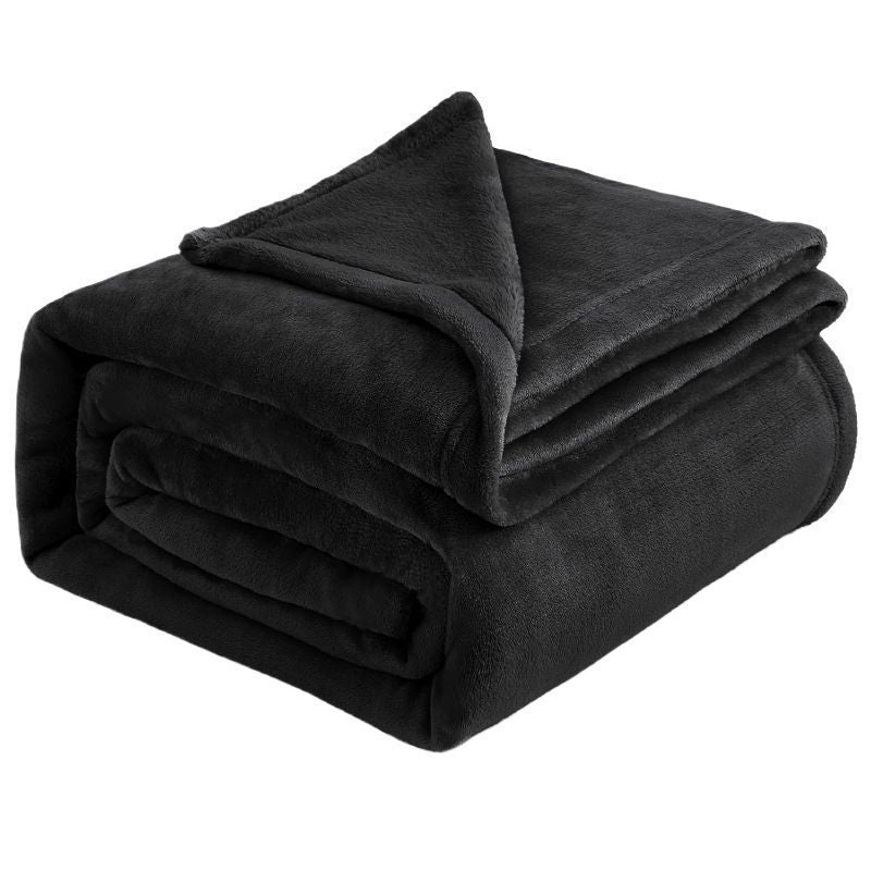 Premium Flannel Fleece Throw Rug, Fluffy Warm Cozy Blanket For Bed, Sofa And Daily Snuggling, Black, 150X200cm, Size L, Durable Household Textile