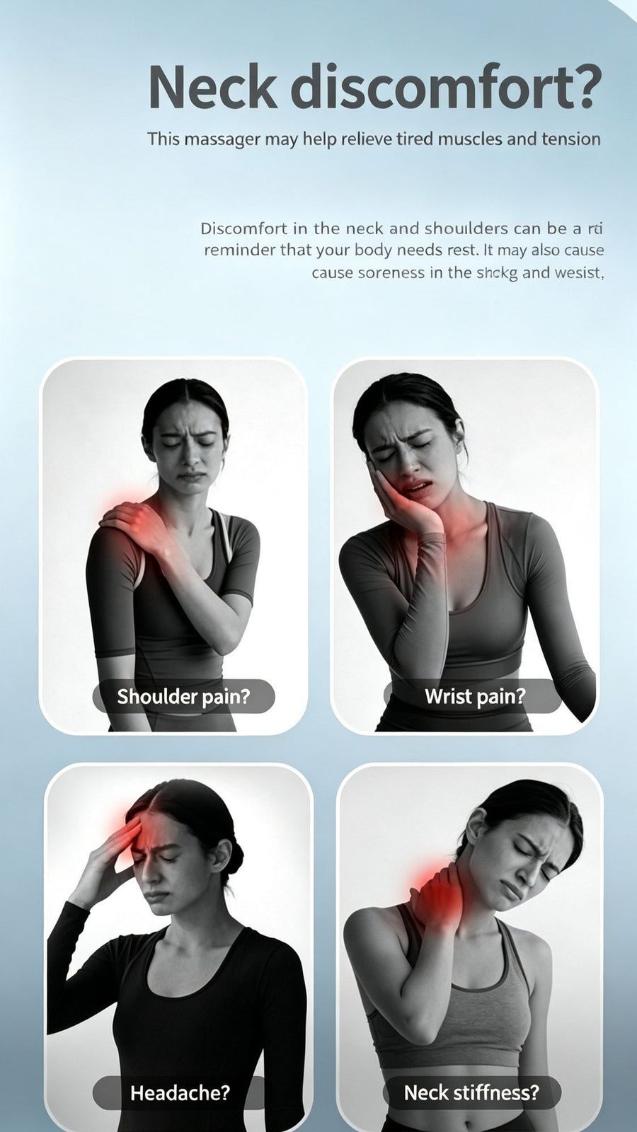 Electric Neck & Shoulder Massage Pillow, Portable Cervical Massager With Kneading, EMS Pulse & Heat Therapy, Suitable For Home & Car Use, Sky Blue, Ergonomic Muscle Relaxation Device