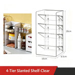 4 Tier Slanted Grid Acrylic Storage Rack, Clear Cosmetic Display Holder For Makeup Brushes & Skincare Items