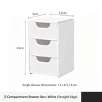 White 3 Grid Small Drawer Organiser, Acrylic Cosmetic Storage Box For Vanity And Bathroom Cabinet