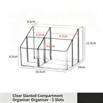 Clear Slant Opening Cosmetic Tube, 5 Compartment Acrylic Storage Holder For Makeup Accessories