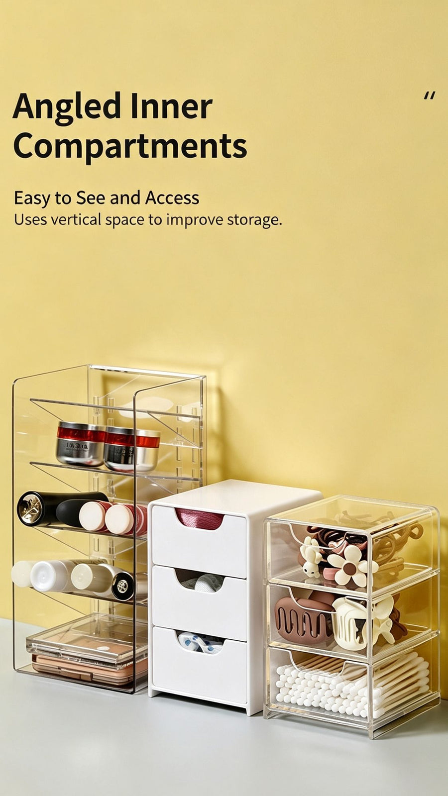 Low Profile Clear Storage Box, Medium Size Multi-Purpose Acrylic Vanity Organiser