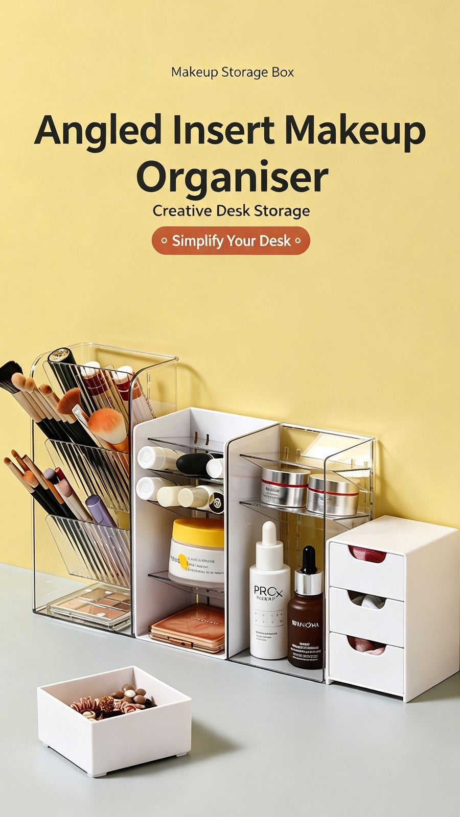 Clear Storage Box With White Lid, Small Size Acrylic Cosmetic Container